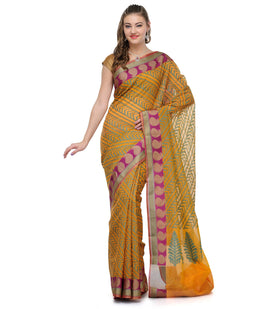 Peach Supernet Banarasi Saree