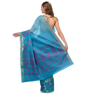 Turquoise Supernet Banarasi Saree