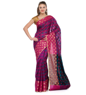 Purple Chanderi Banarasi Saree