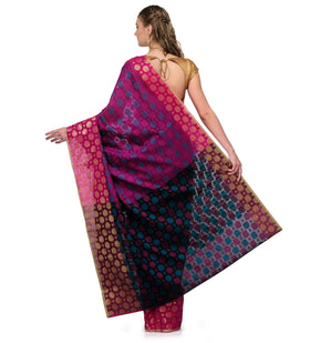 Purple Chanderi Banarasi Saree