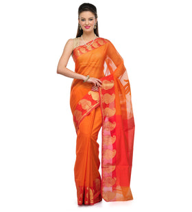 Orange Supernet Banarasi Saree