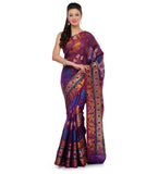 Violet Chanderi Cotton Banarasi Saree