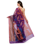 Violet Chanderi Cotton Banarasi Saree