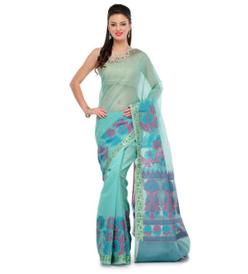 Sea Green Supernet Banarasi Saree