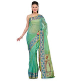 Sea Green Supernet Banarasi Saree