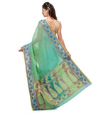 Sea Green Supernet Banarasi Saree