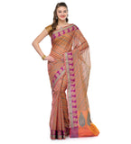 Peach Supernet Banarasi Saree