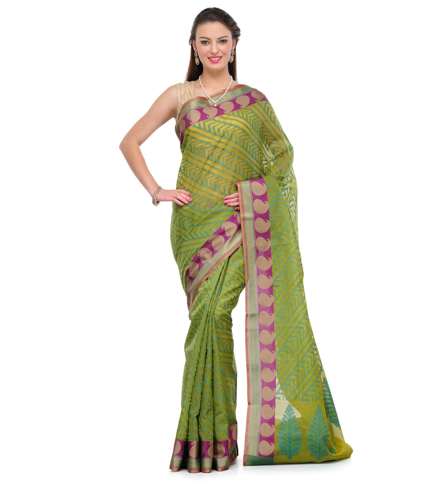 Olive Supernet Banarasi Saree