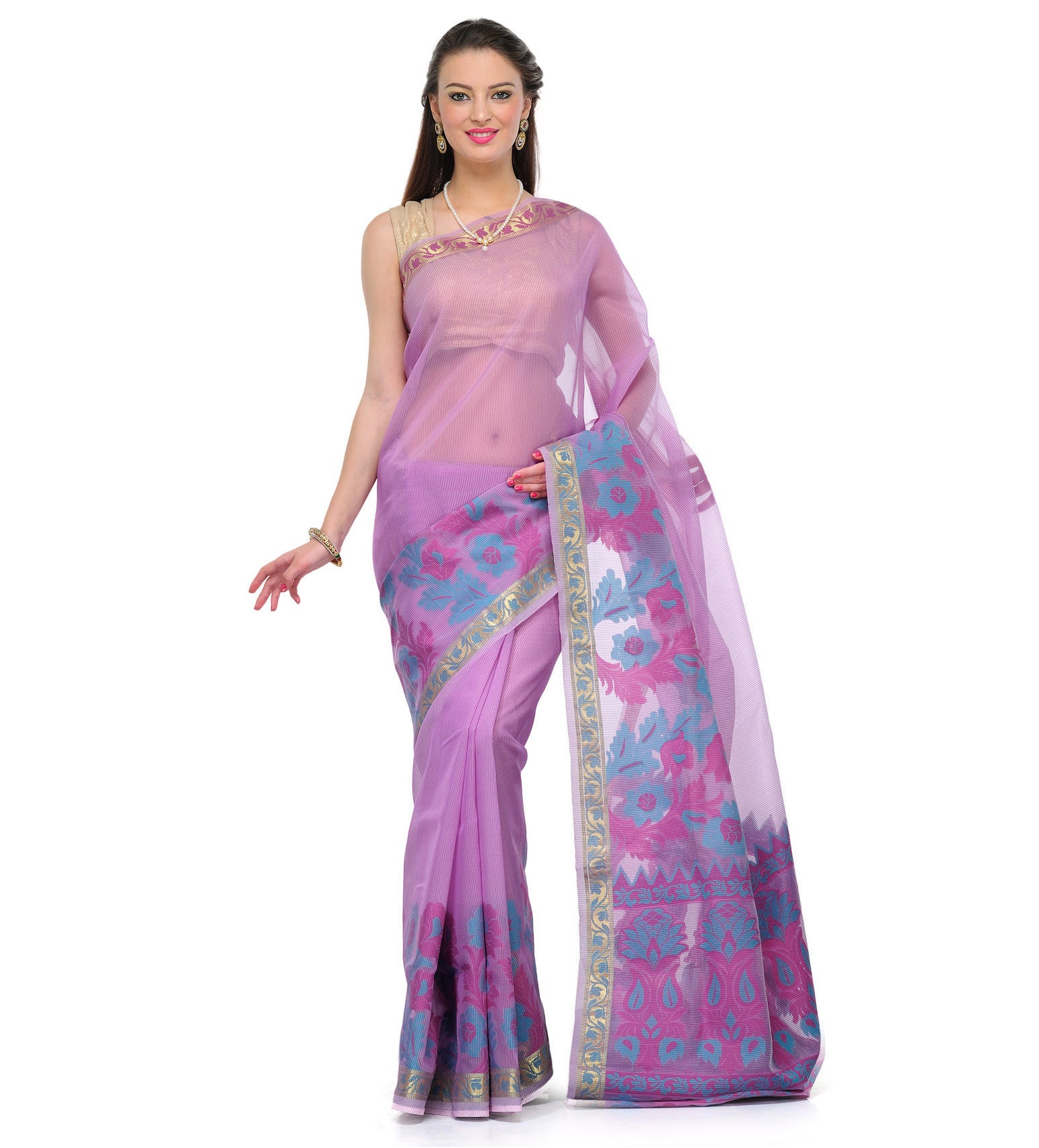 Lilac Supernet Banarasi Saree