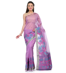 Lilac Supernet Banarasi Saree