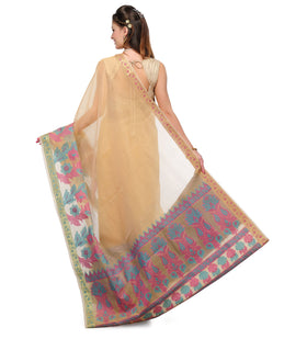 Beige Supernet Banarasi Saree