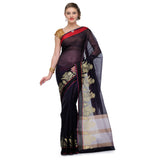 Navy Blue Chanderi Cotton Banarasi Saree