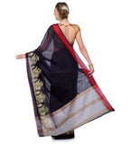 Navy Blue Chanderi Cotton Banarasi Saree