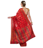 Red Chanderi Cotton Banarasi Saree