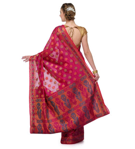 Magenta Chanderi Cotton Banarasi Saree