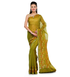 Olive Supernet Banarasi Saree