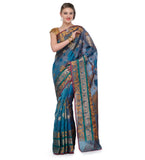 Azural Blue Chanderi Cotton Banarasi Saree