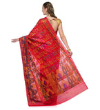 Red Chanderi Cotton Banarasi Saree