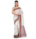 Off White Chanderi Cotton Banarasi Saree