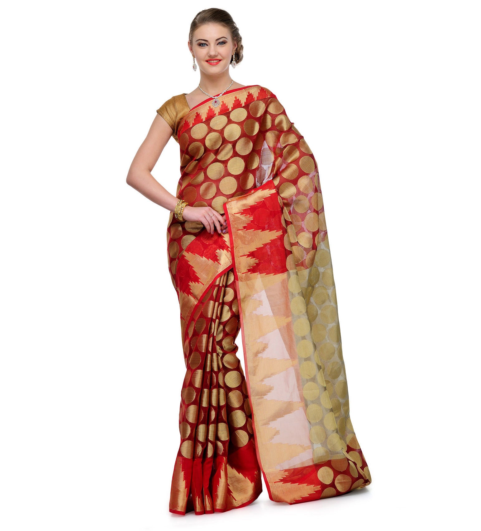 Red Supernet Banarasi Saree