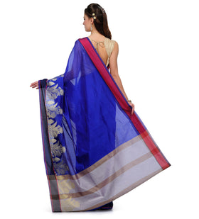 Royal Blue Chanderi Cotton Banarasi Saree