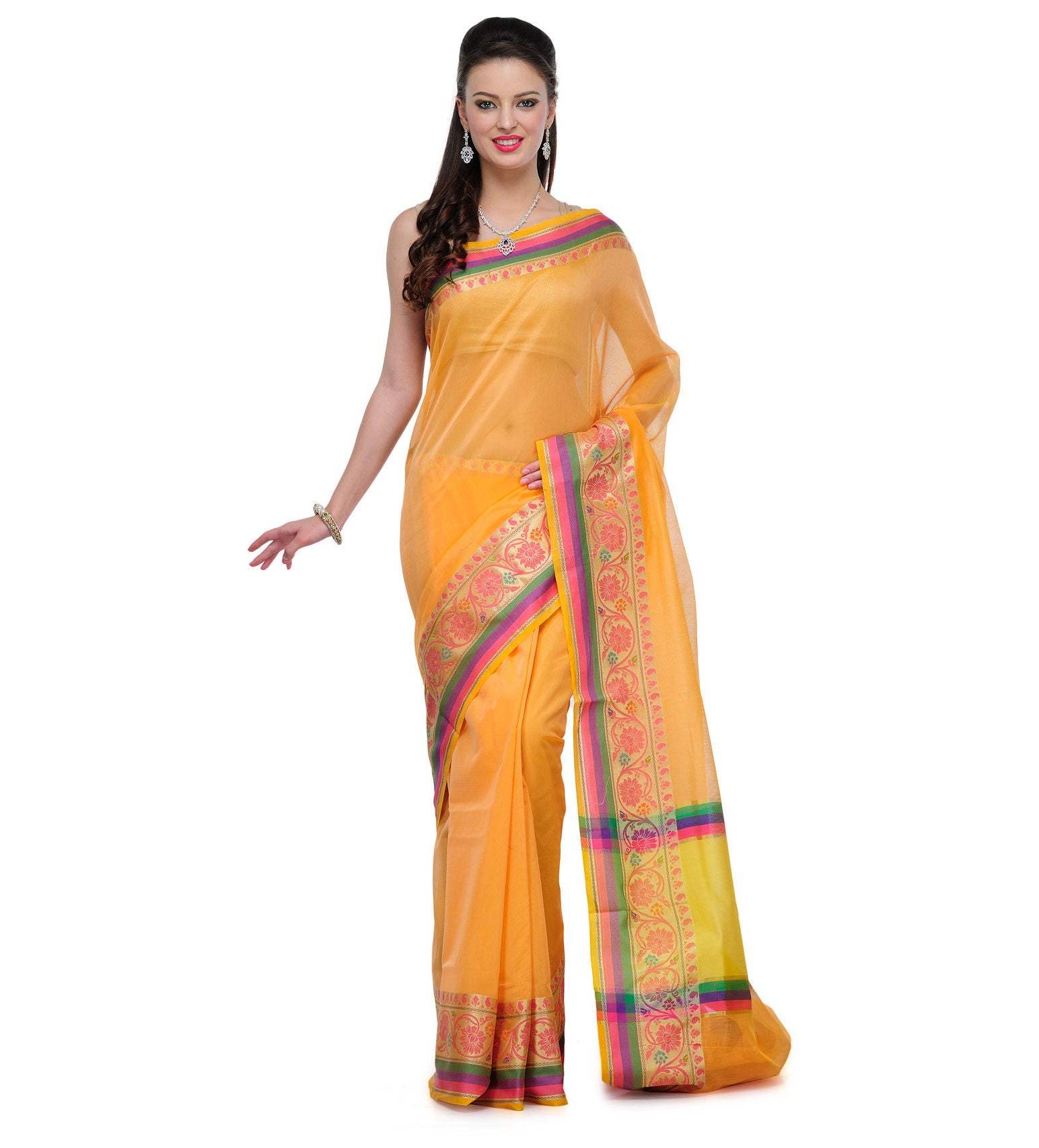 Peach Supernet Banarasi Saree