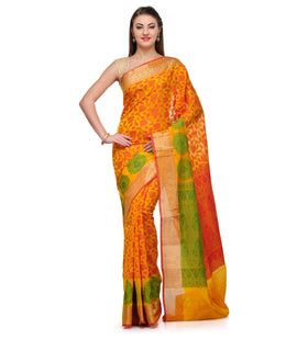 Gold Chanderi Cotton Banarasi Saree