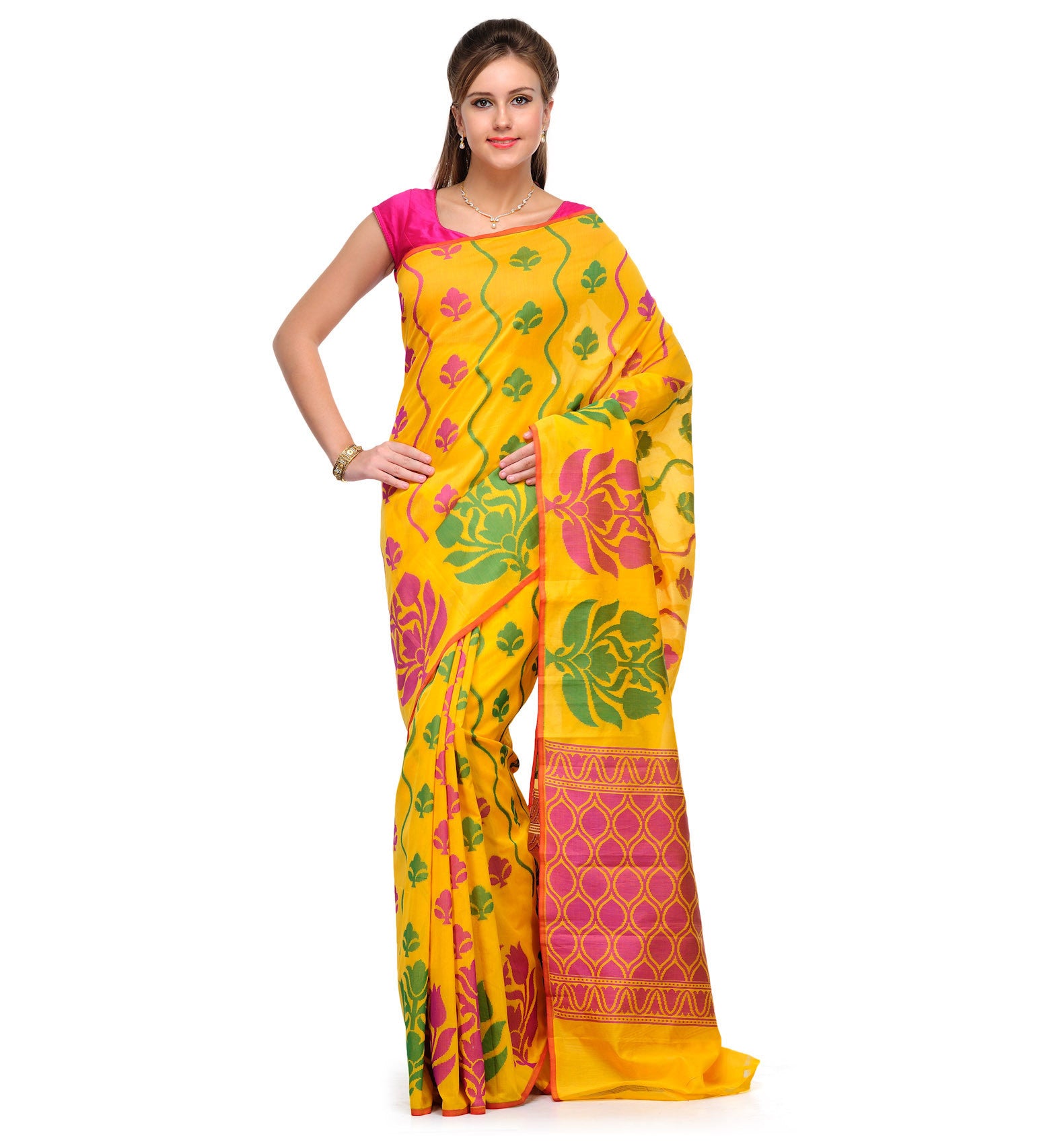 Gold Chanderi Cotton Banarasi Saree