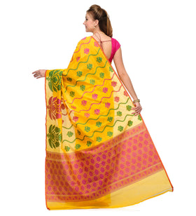 Gold Chanderi Cotton Banarasi Saree