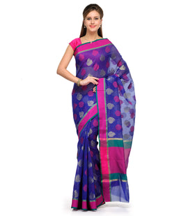 Royal Blue Supernet Banarasi Saree