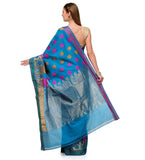 Dark Blue Chanderi Cotton Banarasi Saree