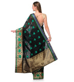 Black Chanderi Cotton Banarasi Saree