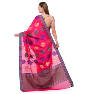 Magenta Chanderi Cotton Banarasi Saree