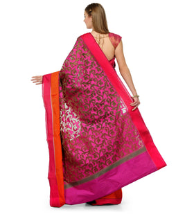 Magenta Kora Banarasi Saree