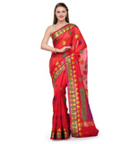 Red Chanderi Cotton Banarasi Saree