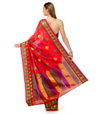 Red Chanderi Cotton Banarasi Saree