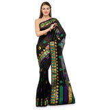 Black Chanderi Cotton Banarasi Saree