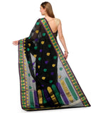 Black Chanderi Cotton Banarasi Saree