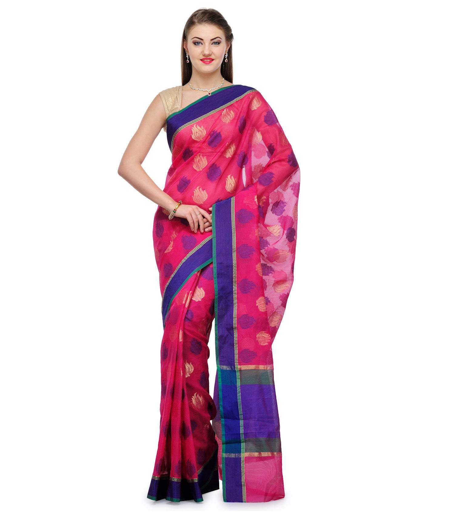 Magenta Supernet Banarasi Saree