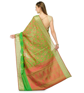 Green Chanderi Cotton Banarasi Saree