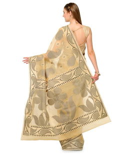 Beige Supernet Banarasi Saree