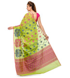 Green Chanderi Cotton Banarasi Saree