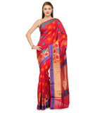 Red Chanderi Cotton Banarasi Saree