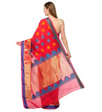 Red Chanderi Cotton Banarasi Saree