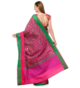 Magenta Kora Banarasi Saree