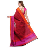 Maroon Kora Tanchoi Banarasi Saree