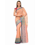 Peach Supernet Banarasi Saree