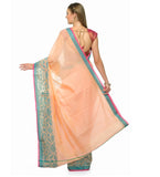 Peach Supernet Banarasi Saree