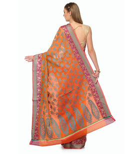 Orange Supernet Banarasi Saree