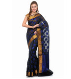 Black Chanderi Cotton Banarasi Saree